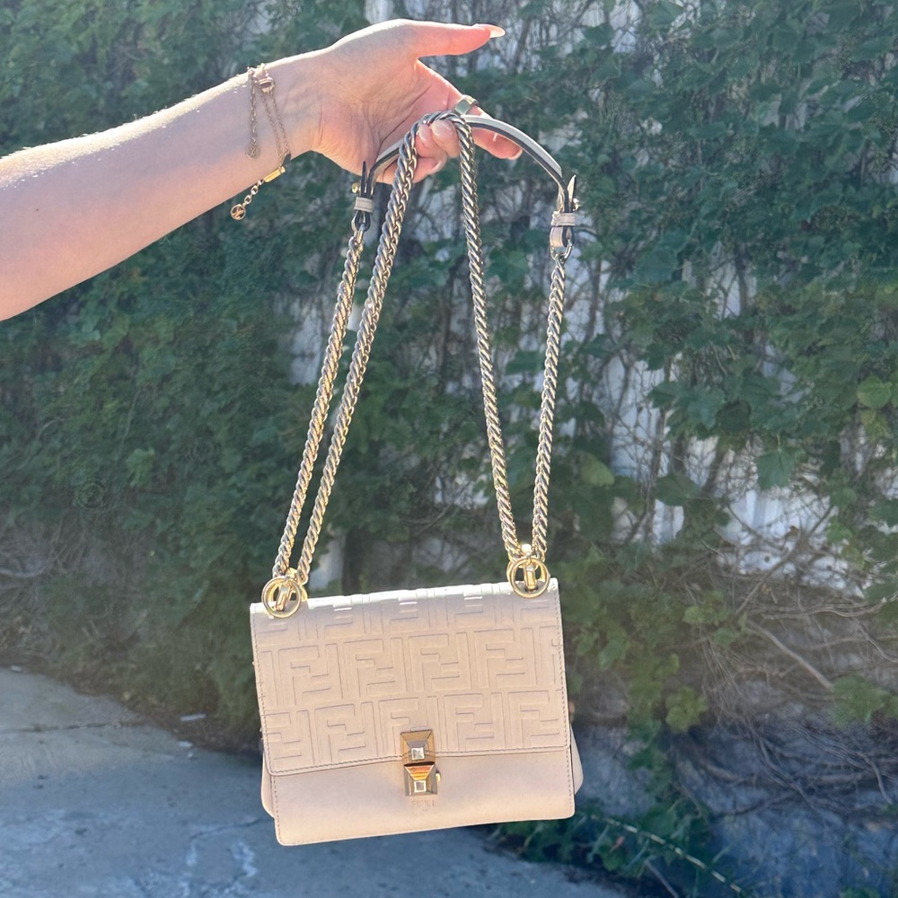 Fendi Kan I Bag Zucca Embossed Leather Small